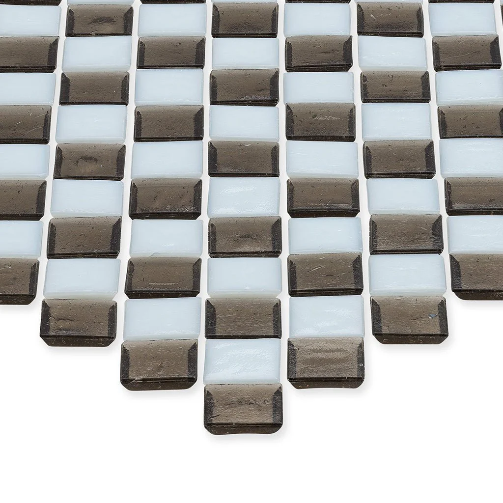 Ironstone and White, 1" x 1" Diamond Pattern - Glass Tile - Image 2