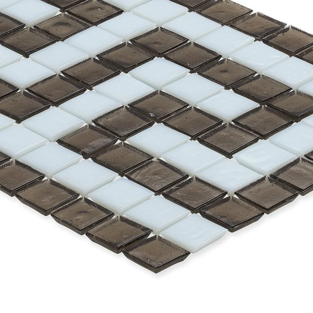 Ironstone and White, 1" x 1" Greek Key Pattern - Glass Tile - Image 2