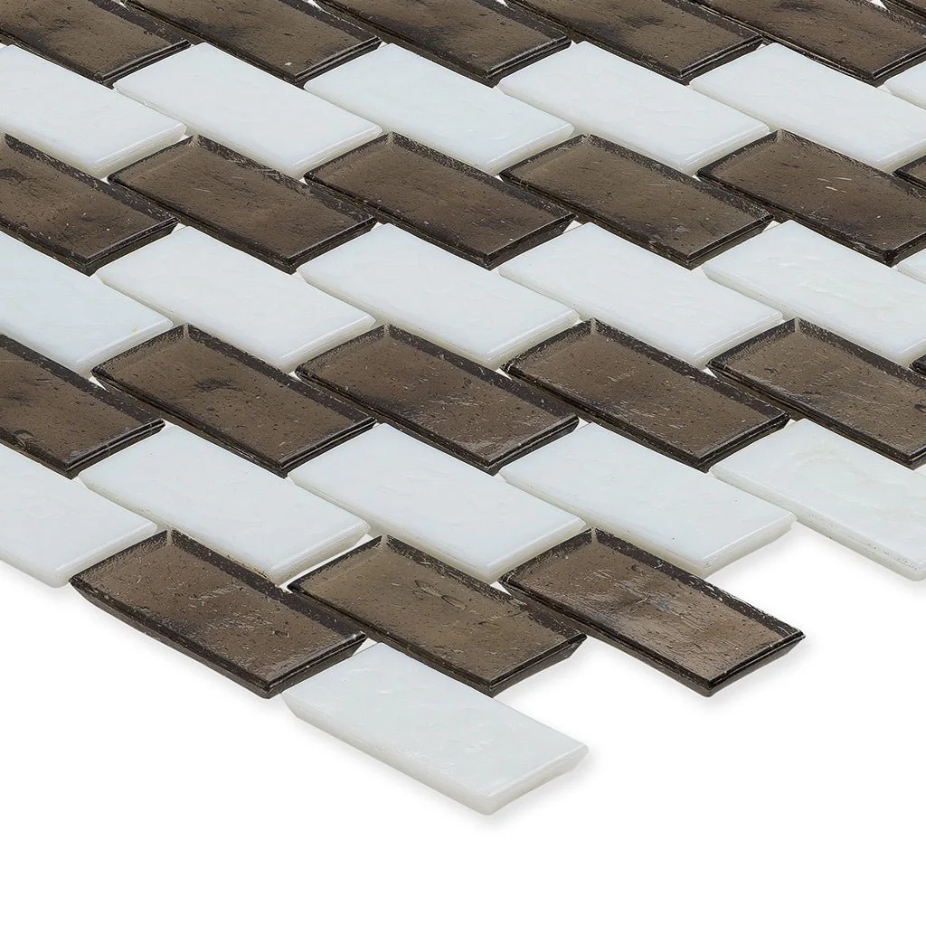 Ironstone and White, 1" x 2" Subway Pattern - Glass Tile - Image 2