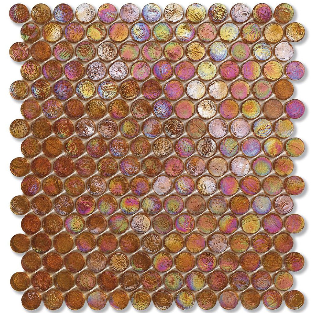 Jute Barrels, 6/8" - Glass Penny Round Mosaic