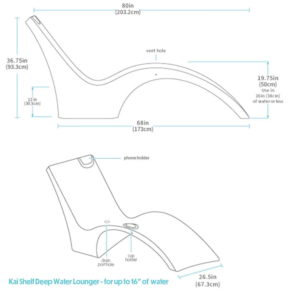 Kai Deep Water Shelf Lounger, White (Set of Two) - Pool Lounge Chair - Image 6