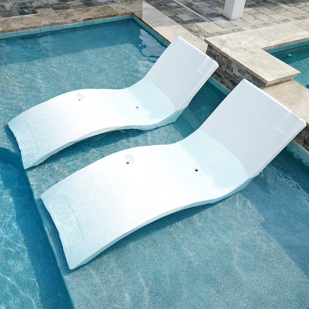 Kai Shelf Lounger, White (Set of Two) - Luxury Pool Lounge Chair - Image 7