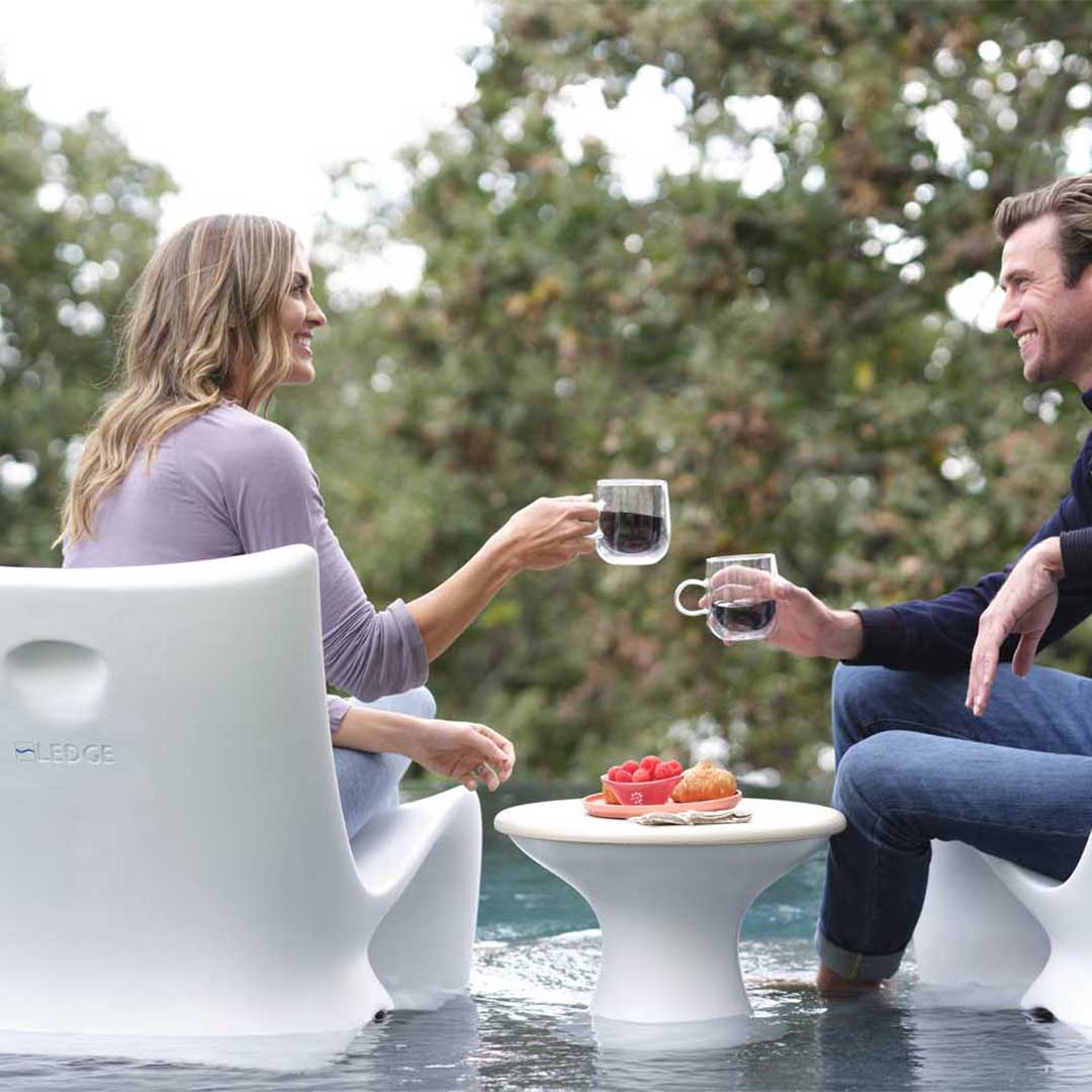 Ledge Lounger Classic Luxury Chair Duo Bundle - In-Pool & Patio Furniture (2 Autograph Chairs & Side Table) - Image 3