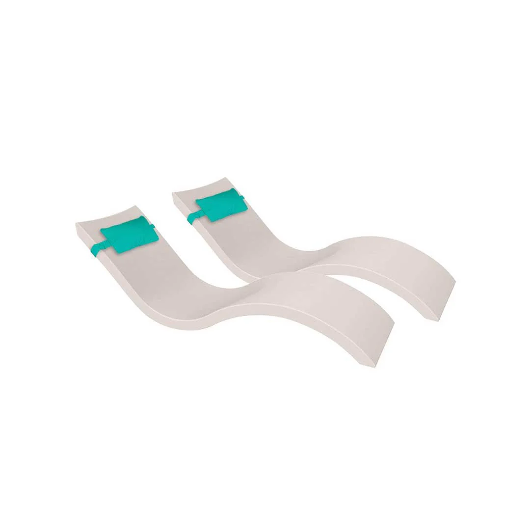 Ledge Lounger Outdoor Escape Bundle - In-Pool & Patio Furniture (2 Signature Chaise Loungers & 2 Headrest Pillows) - Image 13