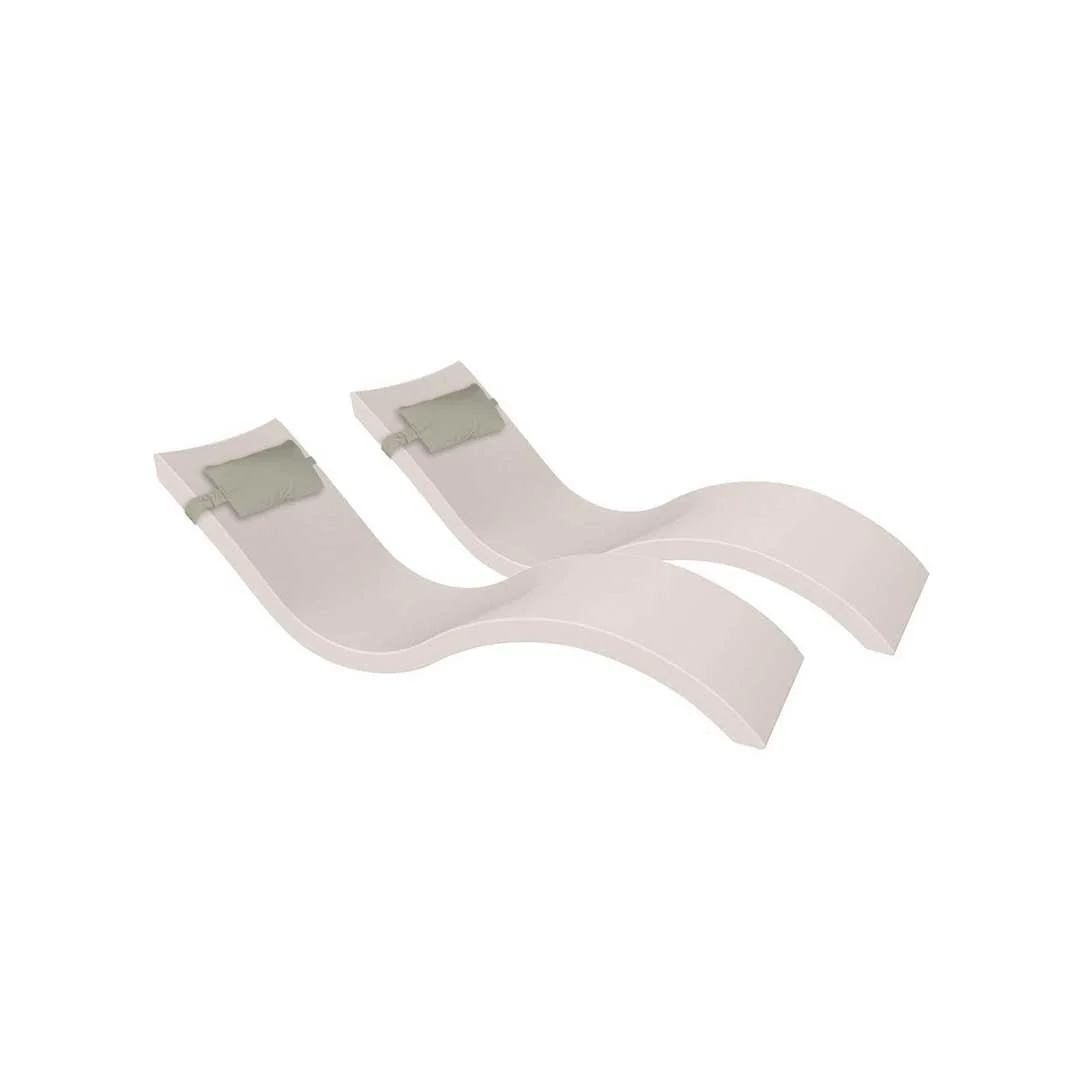 Ledge Lounger Outdoor Escape Bundle - In-Pool & Patio Furniture (2 Signature Chaise Loungers & 2 Headrest Pillows) - Image 16