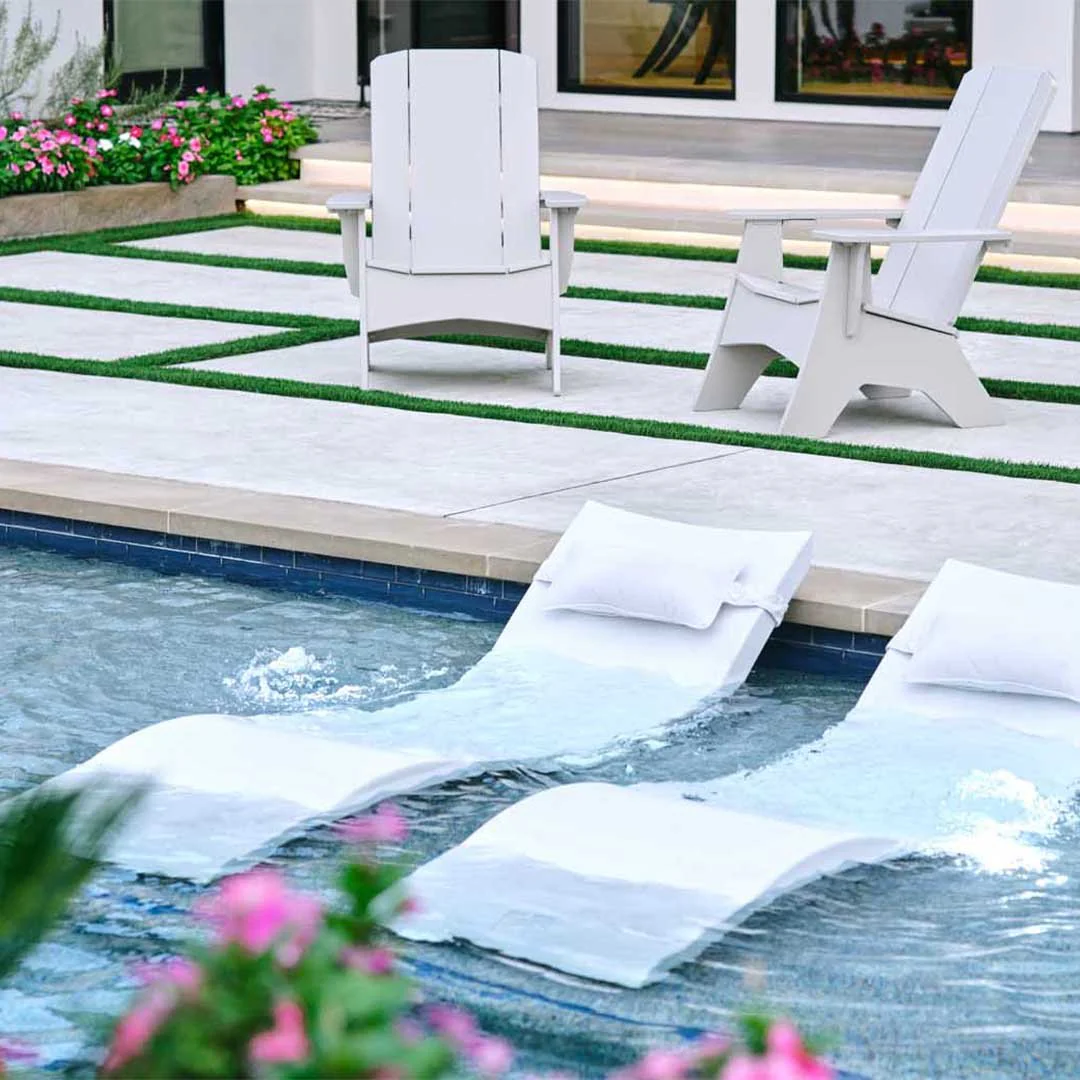 Ledge Lounger Outdoor Escape Bundle - In-Pool & Patio Furniture (2 Signature Chaise Loungers & 2 Headrest Pillows) - Image 4