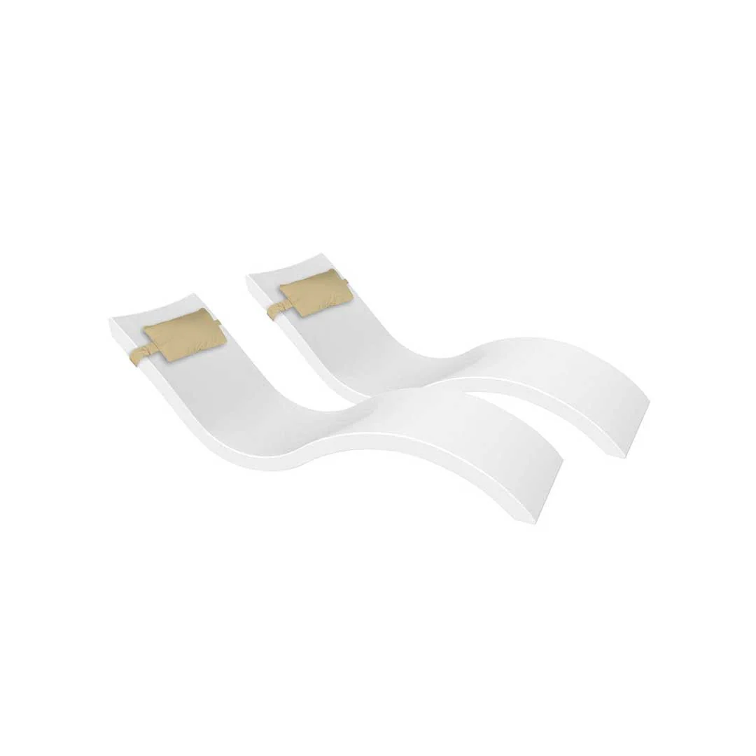 Ledge Lounger Outdoor Escape Bundle - In-Pool & Patio Furniture (2 Signature Chaise Loungers & 2 Headrest Pillows) - Image 8