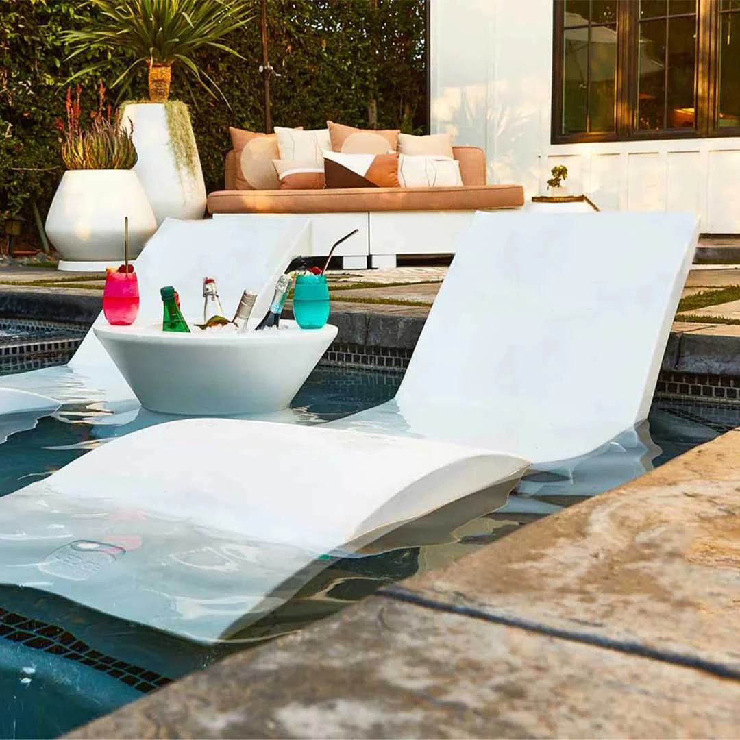Ledge Lounger Outdoor Oasis Deep Bundle - In-Pool & Patio Furniture (2 Signature Deep Chaise Loungers & Tall Ice Bin) - Image 2
