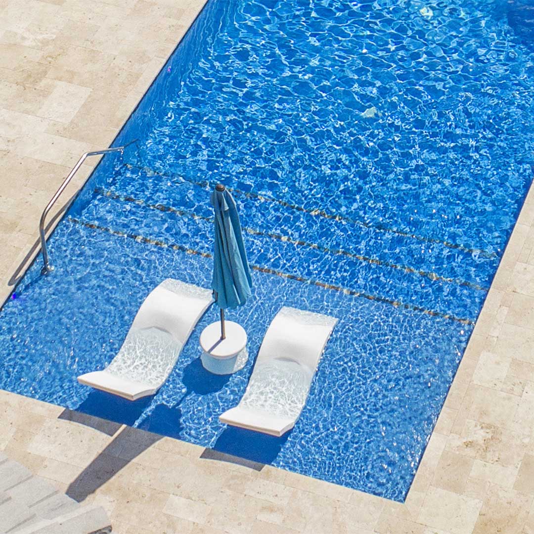 Ledge Lounger Outdoor Oasis Bundle - In-Pool & Patio Furniture (2 Signature Chaise Loungers & Side Table) - Image 2