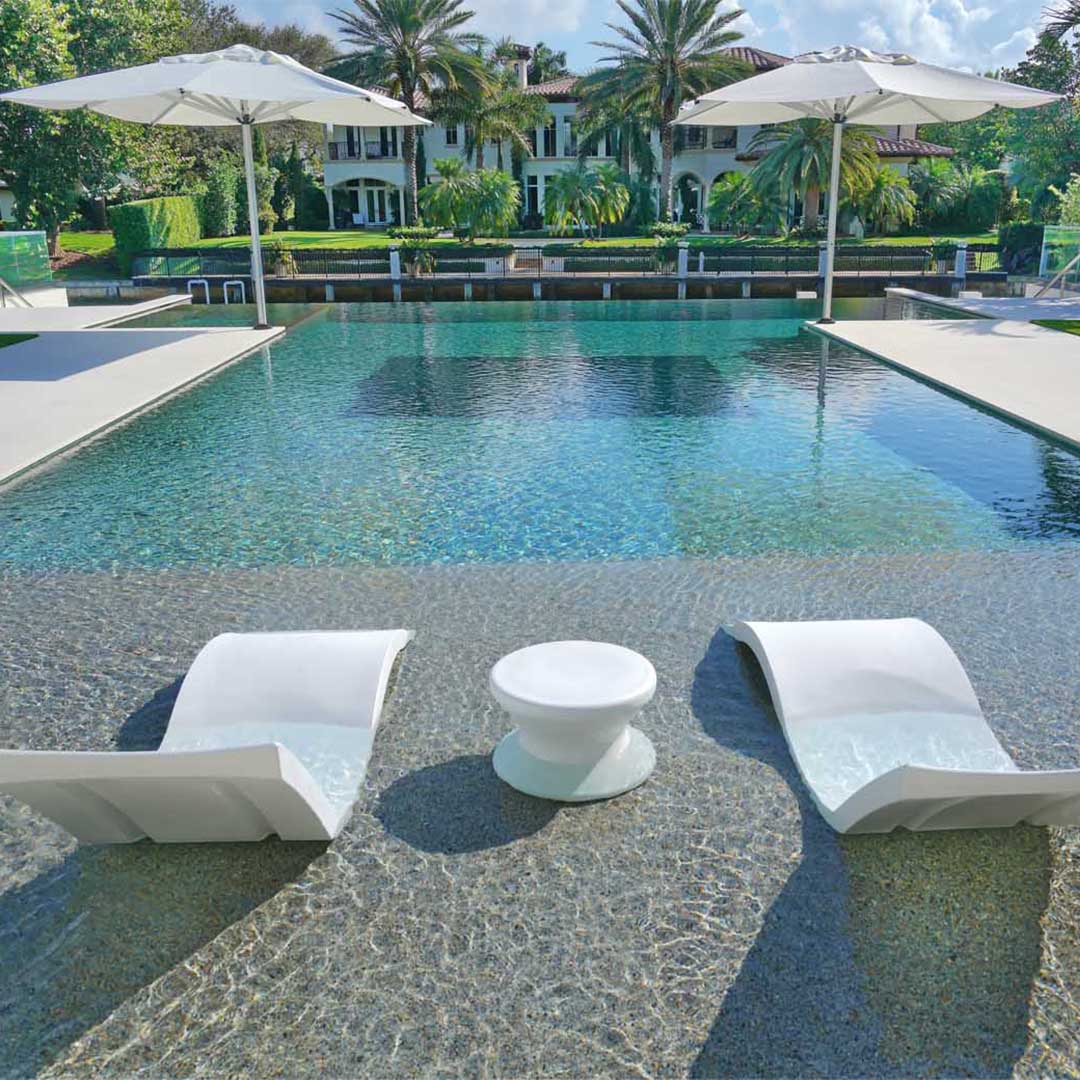 Ledge Lounger Outdoor Oasis Bundle - In-Pool & Patio Furniture (2 Signature Chaise Loungers & Side Table) - Image 4