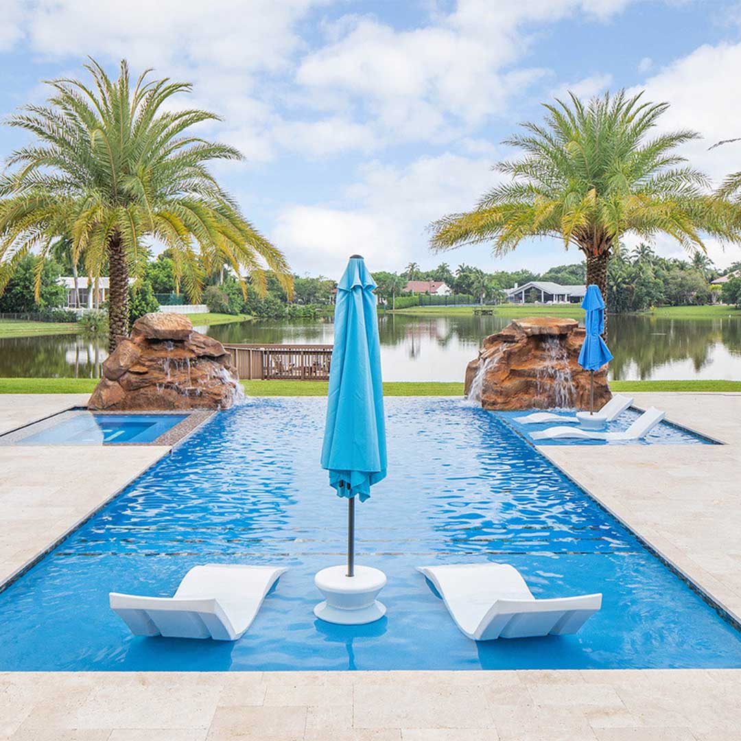 Ledge Lounger Outdoor Oasis Bundle - In-Pool & Patio Furniture (2 Signature Chaise Loungers & Side Table) - Image 5