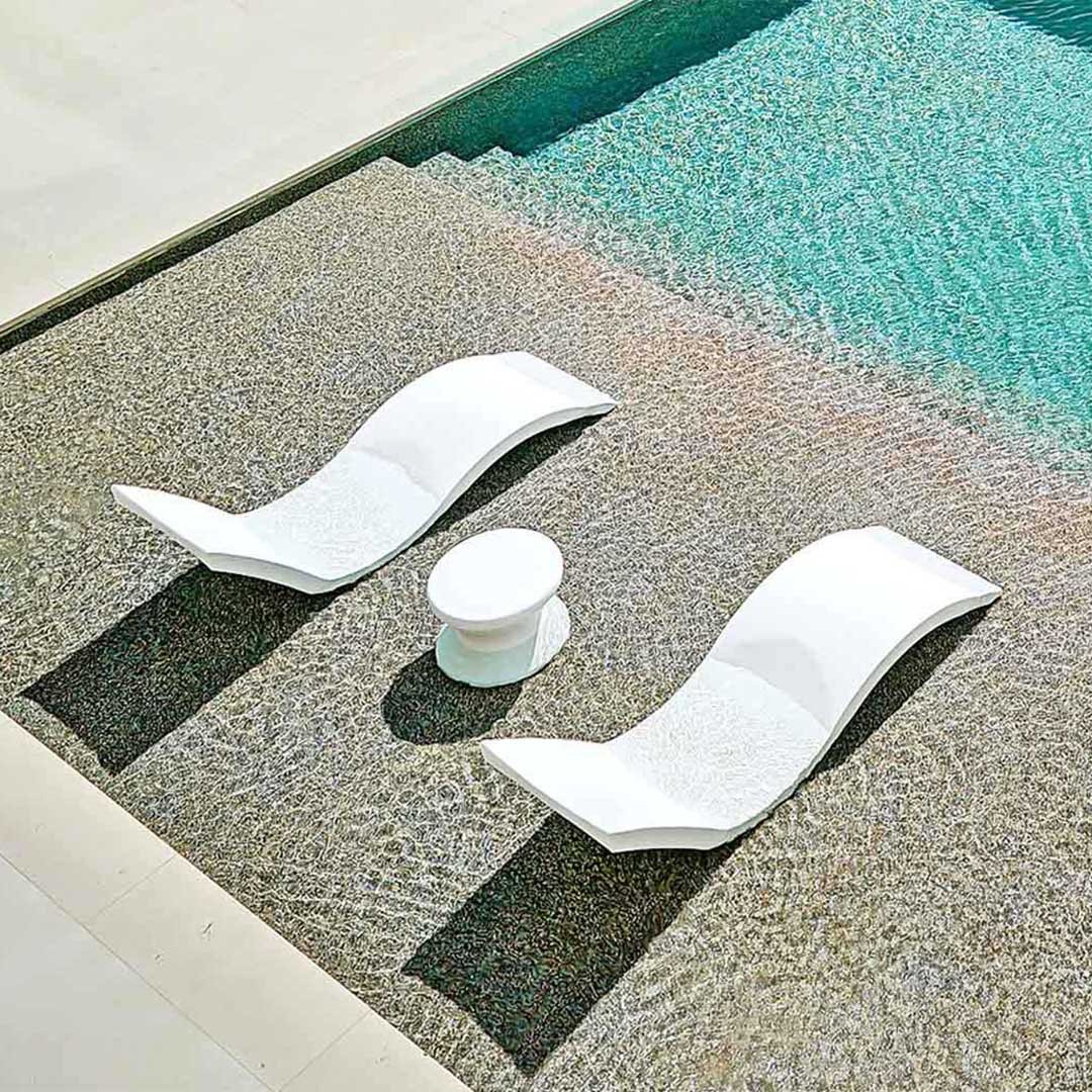 Ledge Lounger Outdoor Oasis Bundle - In-Pool & Patio Furniture (2 Signature Chaise Loungers & Side Table) - Image 6