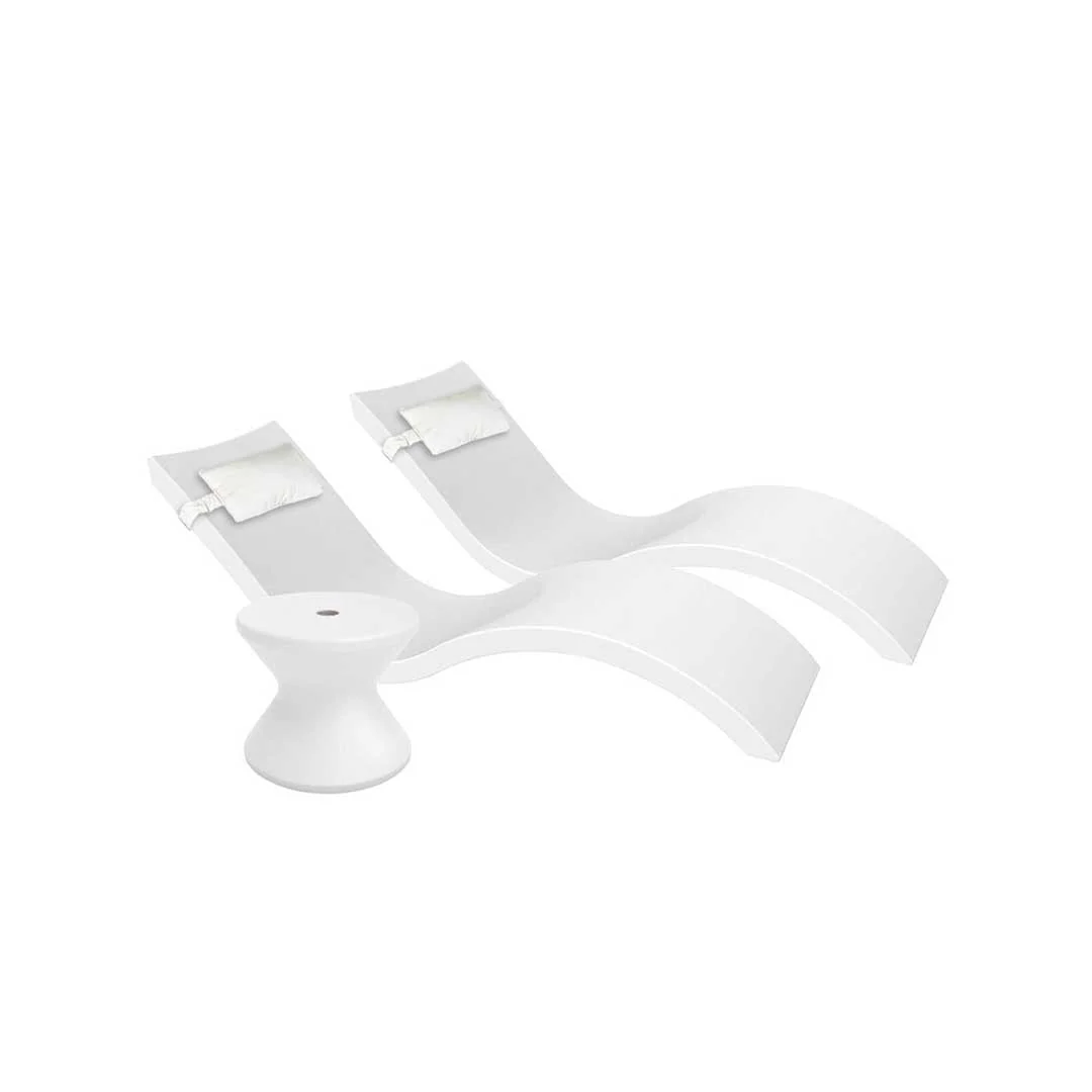 Ledge Lounger Outdoor Paradise Bundle - In-Pool & Patio Furniture (2 Signature Chaise Loungers, 2 Headrest Pillows, & Side Table) - Image 15