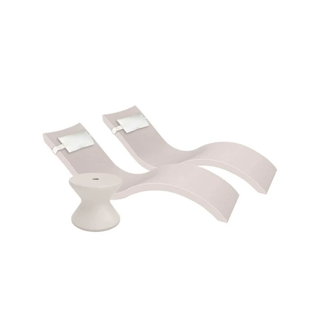 Ledge Lounger Outdoor Paradise Bundle - In-Pool & Patio Furniture (2 Signature Chaise Loungers, 2 Headrest Pillows, & Side Table) - Image 29