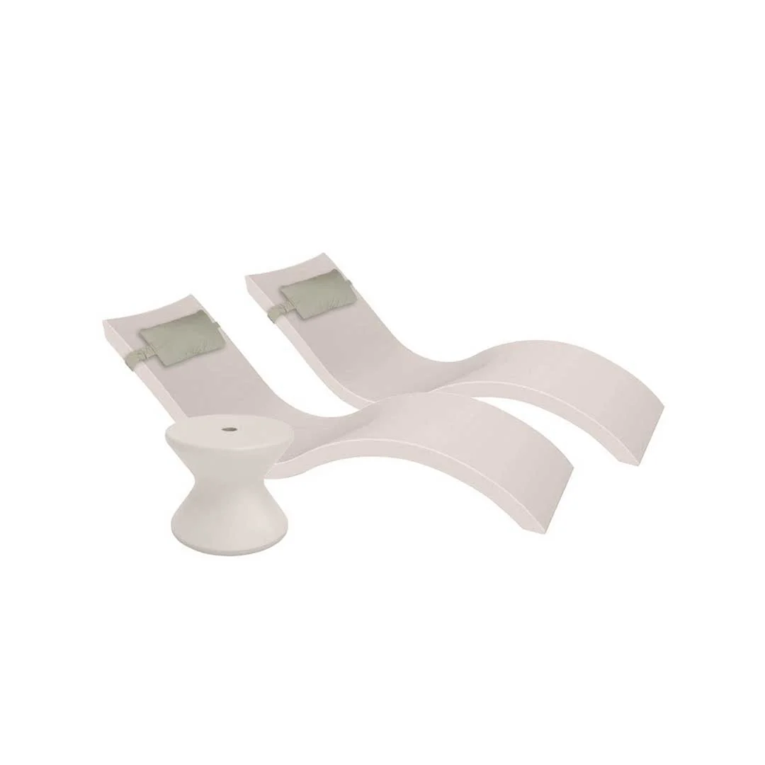 Ledge Lounger Outdoor Paradise Bundle - In-Pool & Patio Furniture (2 Signature Chaise Loungers, 2 Headrest Pillows, & Side Table) - Image 31
