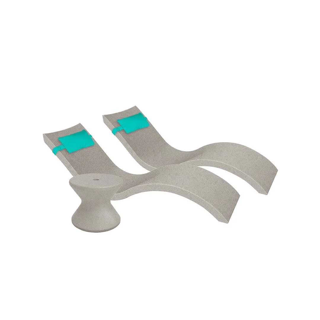 Ledge Lounger Outdoor Paradise Bundle - In-Pool & Patio Furniture (2 Signature Chaise Loungers, 2 Headrest Pillows, & Side Table) - Image 35