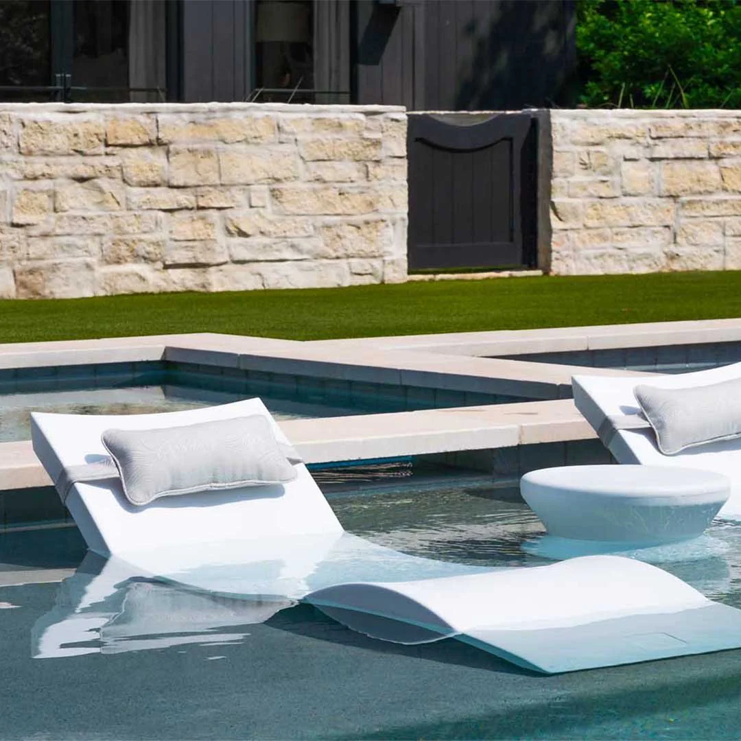 Ledge Lounger Outdoor Paradise Bundle - In-Pool & Patio Furniture (2 Signature Chaise Loungers, 2 Headrest Pillows, & Side Table) - Image 6