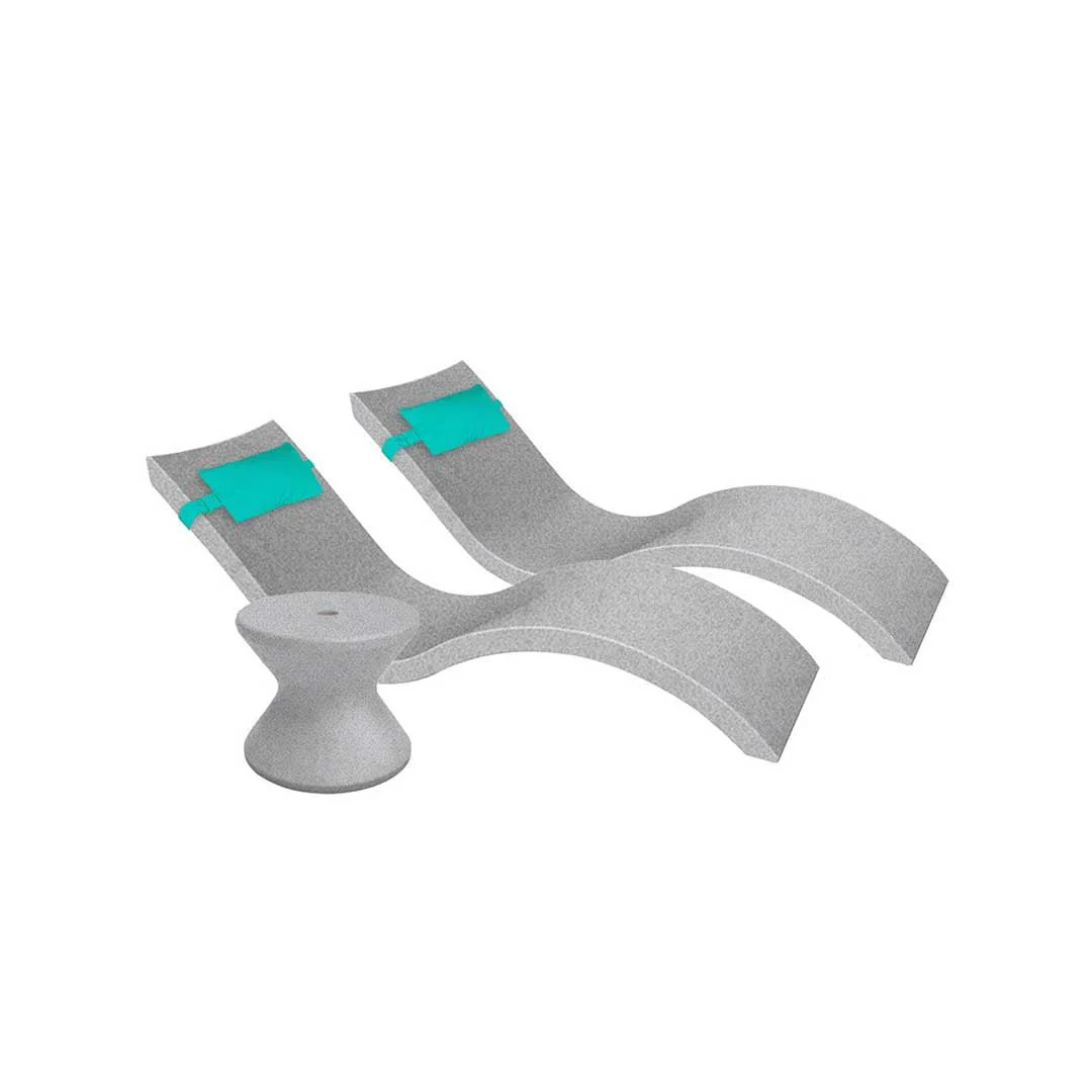 Ledge Lounger Outdoor Paradise Bundle - In-Pool & Patio Furniture (2 Signature Chaise Loungers, 2 Headrest Pillows, & Side Table) - Image 60