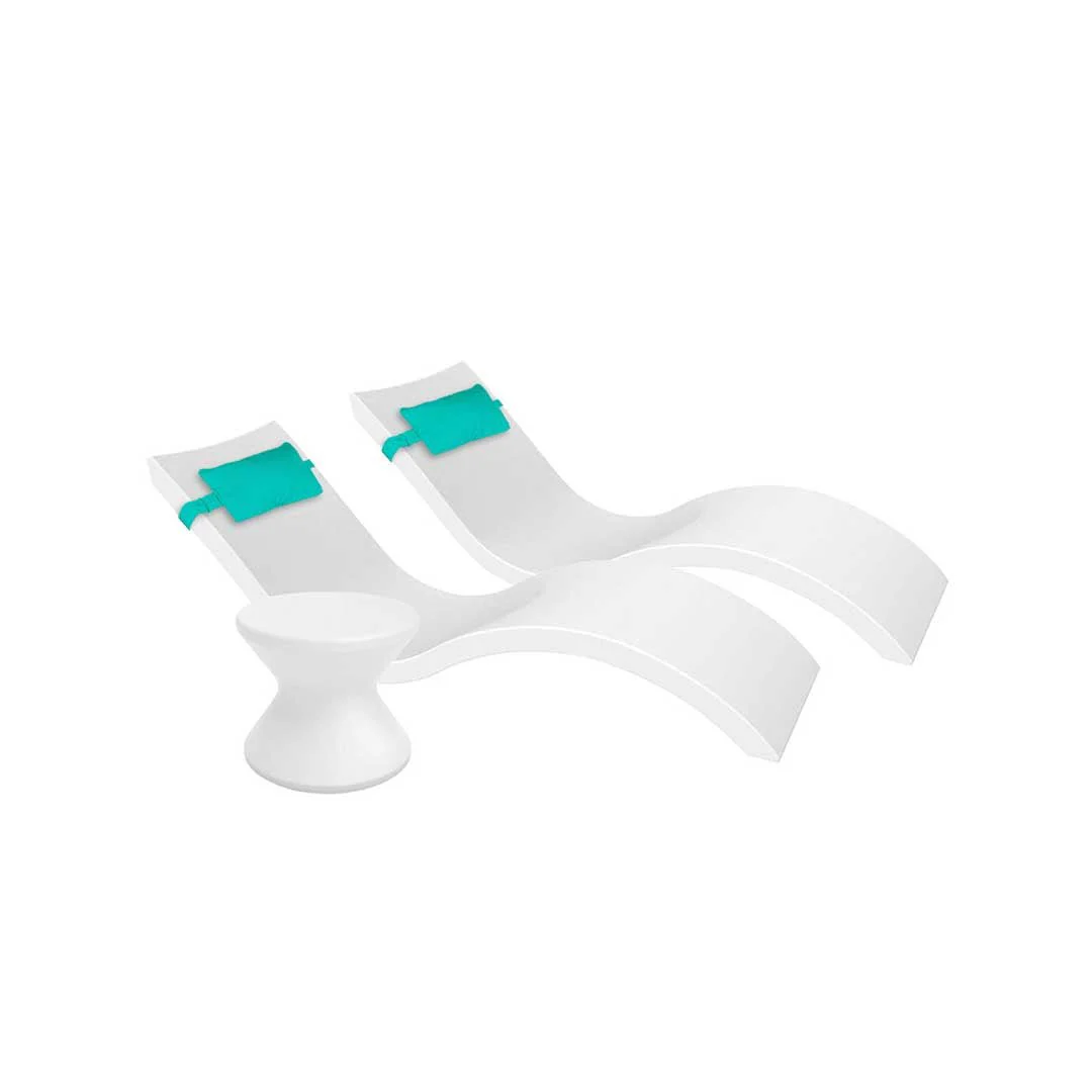 Ledge Lounger Outdoor Paradise Bundle - In-Pool & Patio Furniture (2 Signature Chaise Loungers, 2 Headrest Pillows, & Side Table) - Image 7
