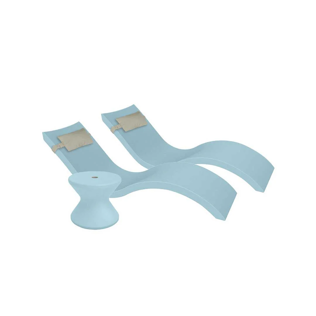 Ledge Lounger Outdoor Paradise Bundle - In-Pool & Patio Furniture (2 Signature Chaise Loungers, 2 Headrest Pillows, & Side Table) - Image 73
