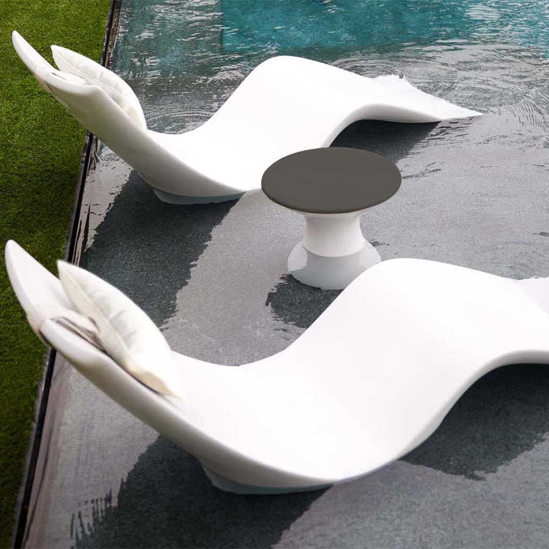 Ledge Lounger Resort Luxury Outdoor Paradise Bundle - In-Pool & Patio Furniture (2 Autograph Chaise Loungers, 2 Headrest Pillows, & Side Table) - Image 2