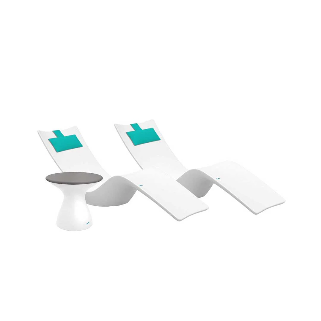 Ledge Lounger Resort Luxury Outdoor Paradise Bundle - In-Pool & Patio Furniture (2 Autograph Chaise Loungers, 2 Headrest Pillows, & Side Table) - Image 4