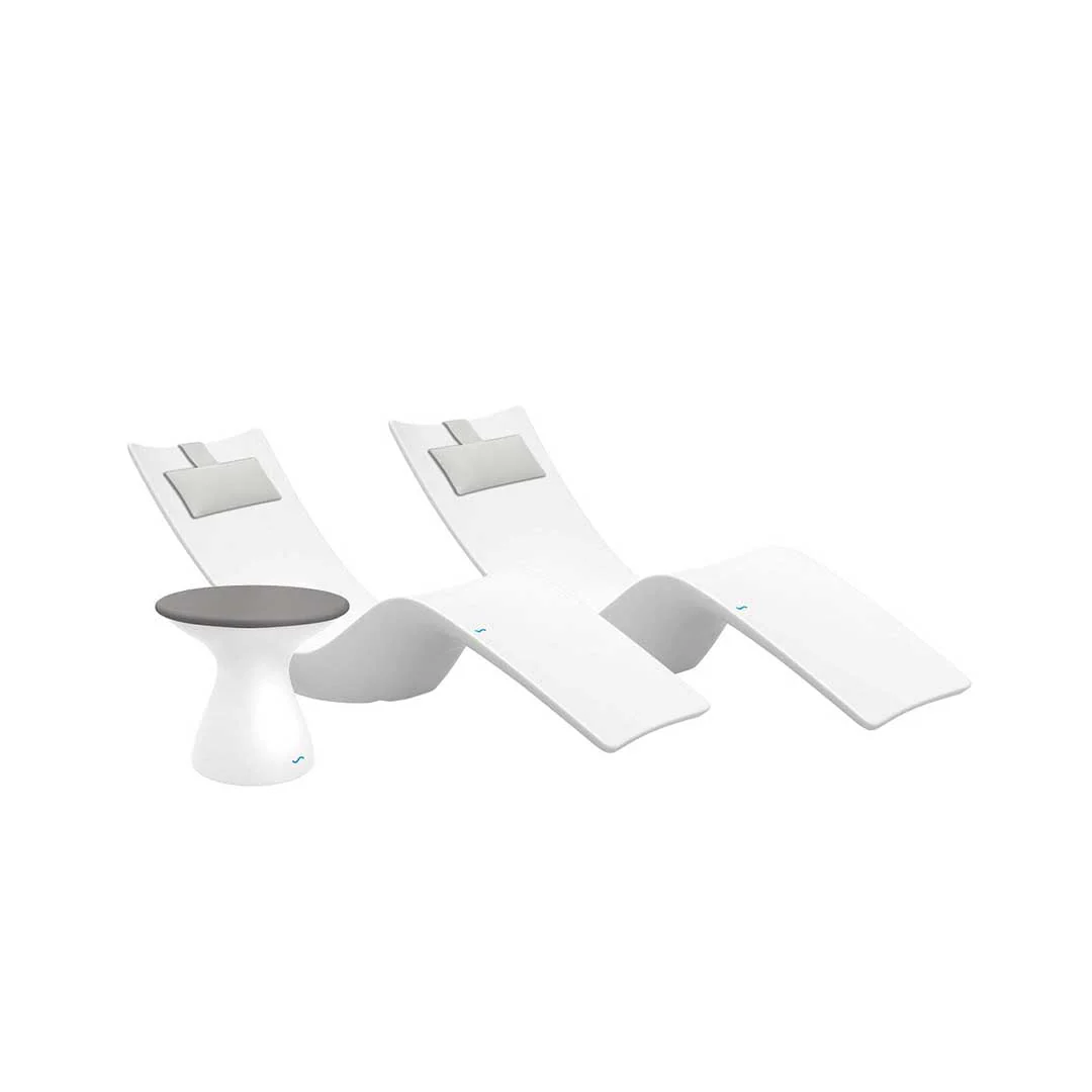 Ledge Lounger Resort Luxury Outdoor Paradise Bundle - In-Pool & Patio Furniture (2 Autograph Chaise Loungers, 2 Headrest Pillows, & Side Table) - Image 5