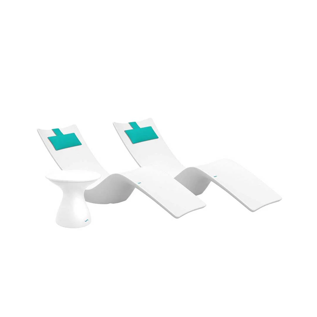 Ledge Lounger Resort Luxury Outdoor Paradise Bundle - In-Pool & Patio Furniture (2 Autograph Chaise Loungers, 2 Headrest Pillows, & Side Table) - Image 9
