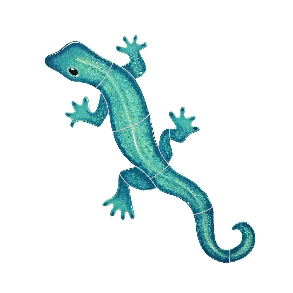 Gecko - Aqua, Left - Pool Mosaic