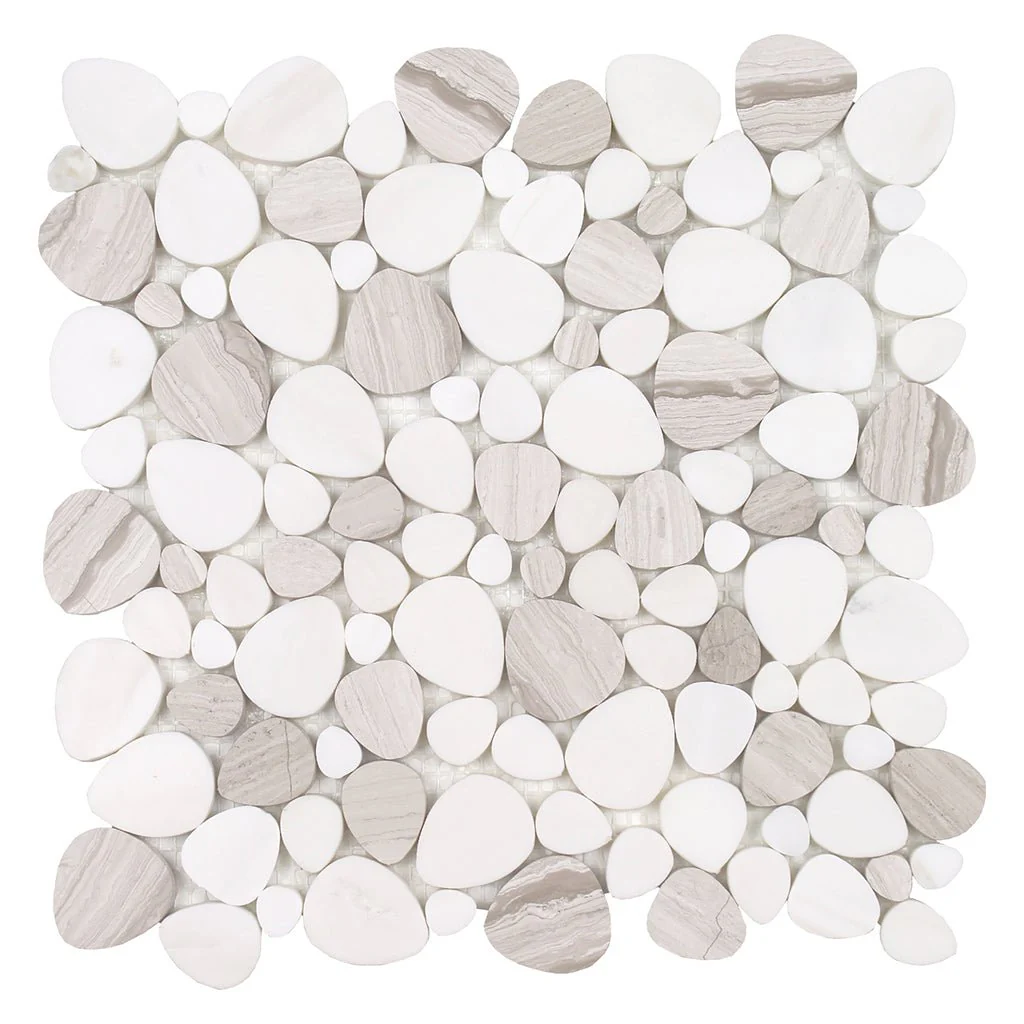 Light Wood Grain Italian White - Shaved Pebble Tile
