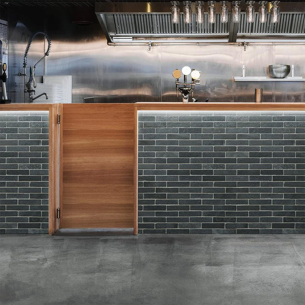 Lime Black, 2" x 8" Thin Brick - Natural Stone Tile - Image 3