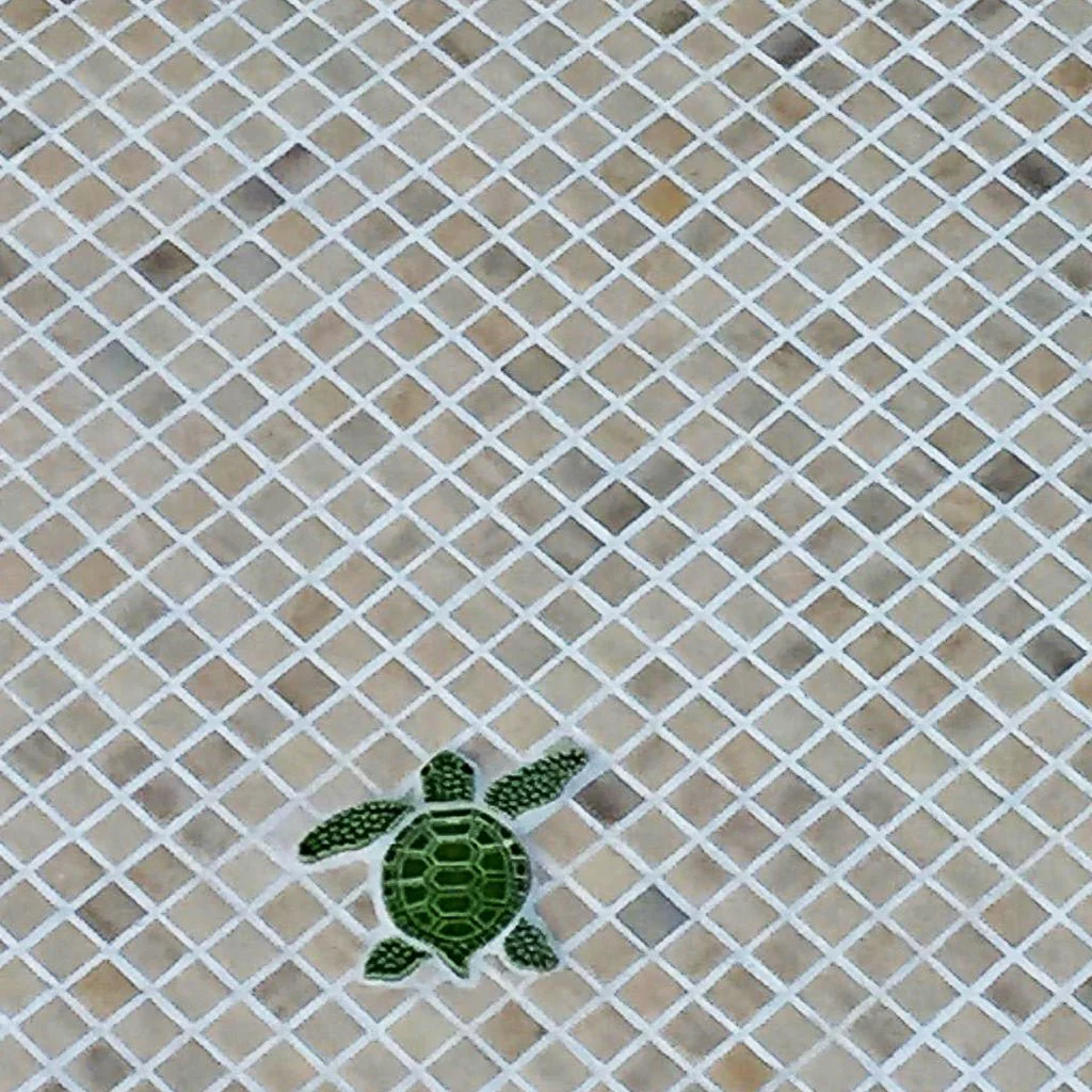 Loggerhead Turtle A Mini - 4" Green - Pool Mosaic - Image 2