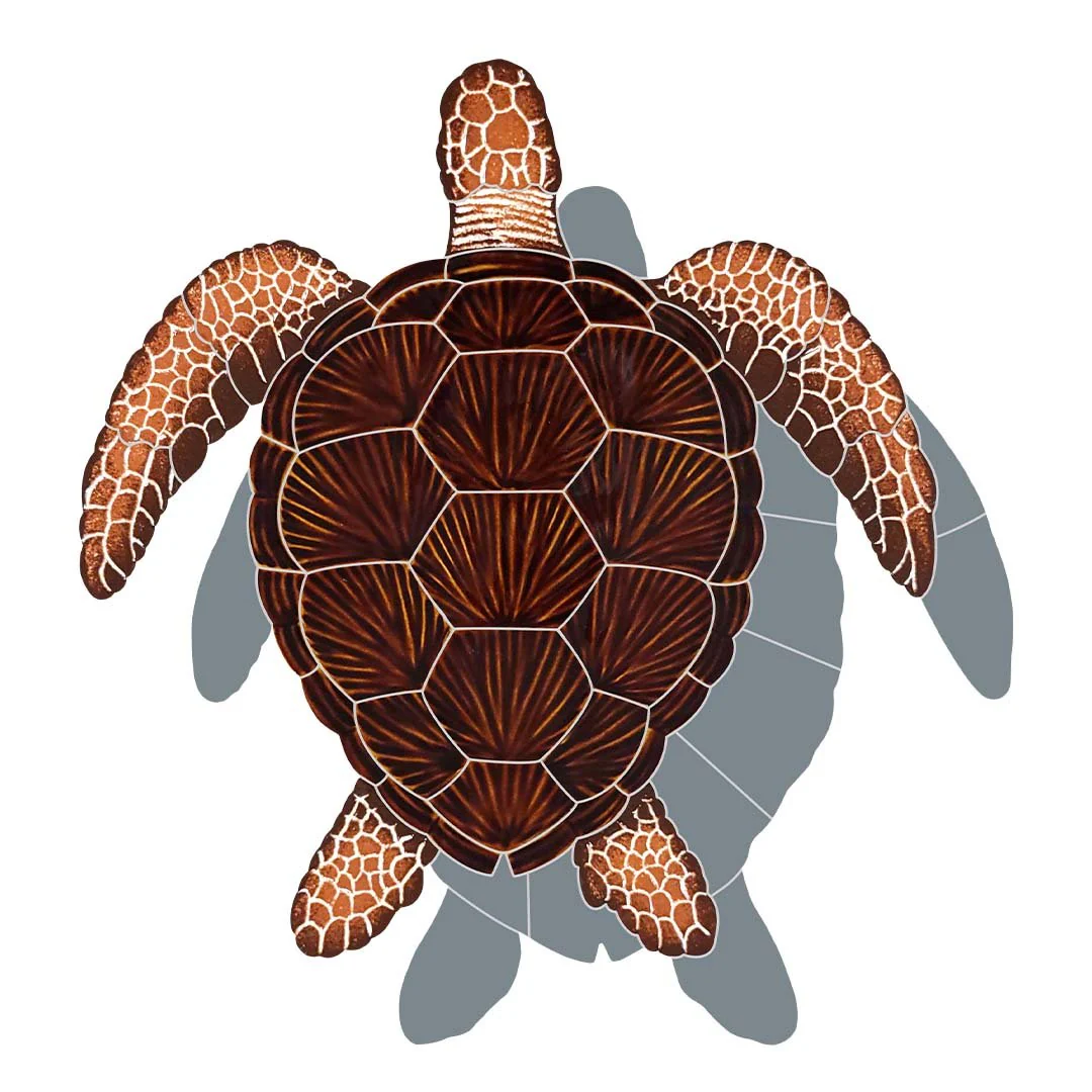 Loggerhead Turtle - Brown w/Shadow - Pool Mosaic - Image 2