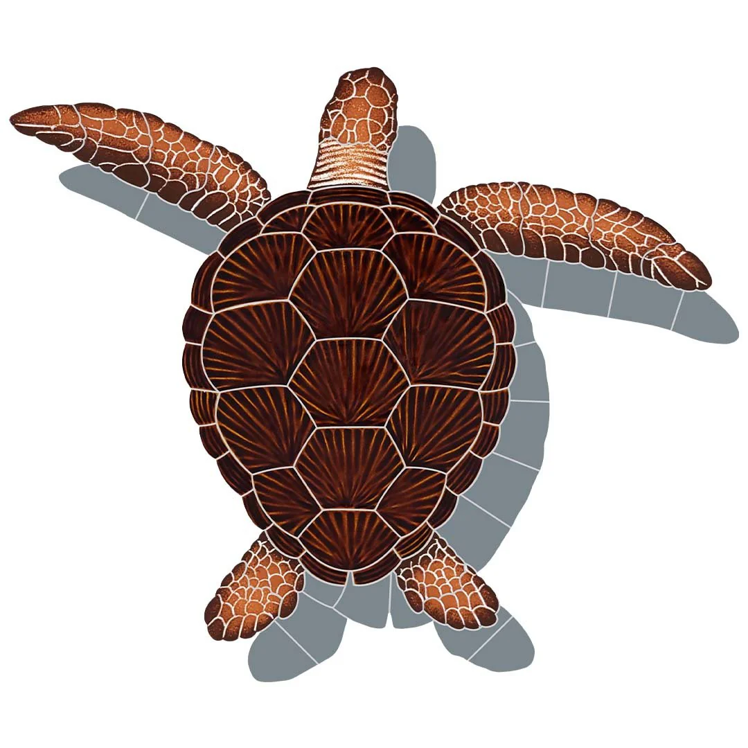 Loggerhead Turtle - Brown w/Shadow - Pool Mosaic - Image 3