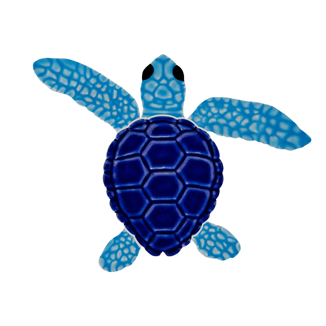 Loggerhead Turtle C Mini - 4" Blue - Pool Mosaic