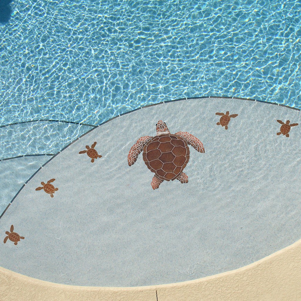 Loggerhead Turtle C Mini - 4" Brown - Pool Mosaic - Image 2