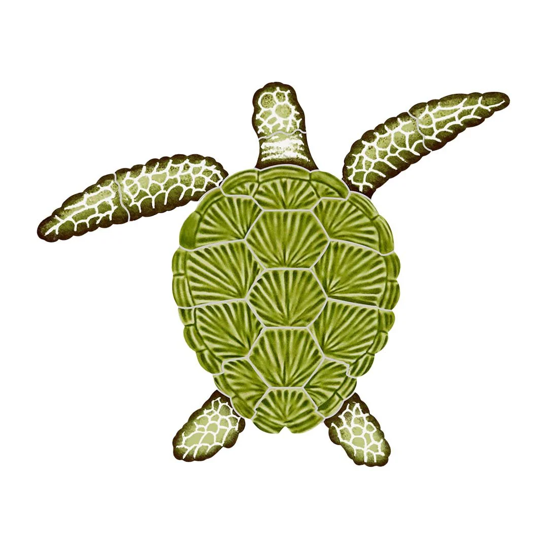 Loggerhead Turtle - Green - Pool Mosaic