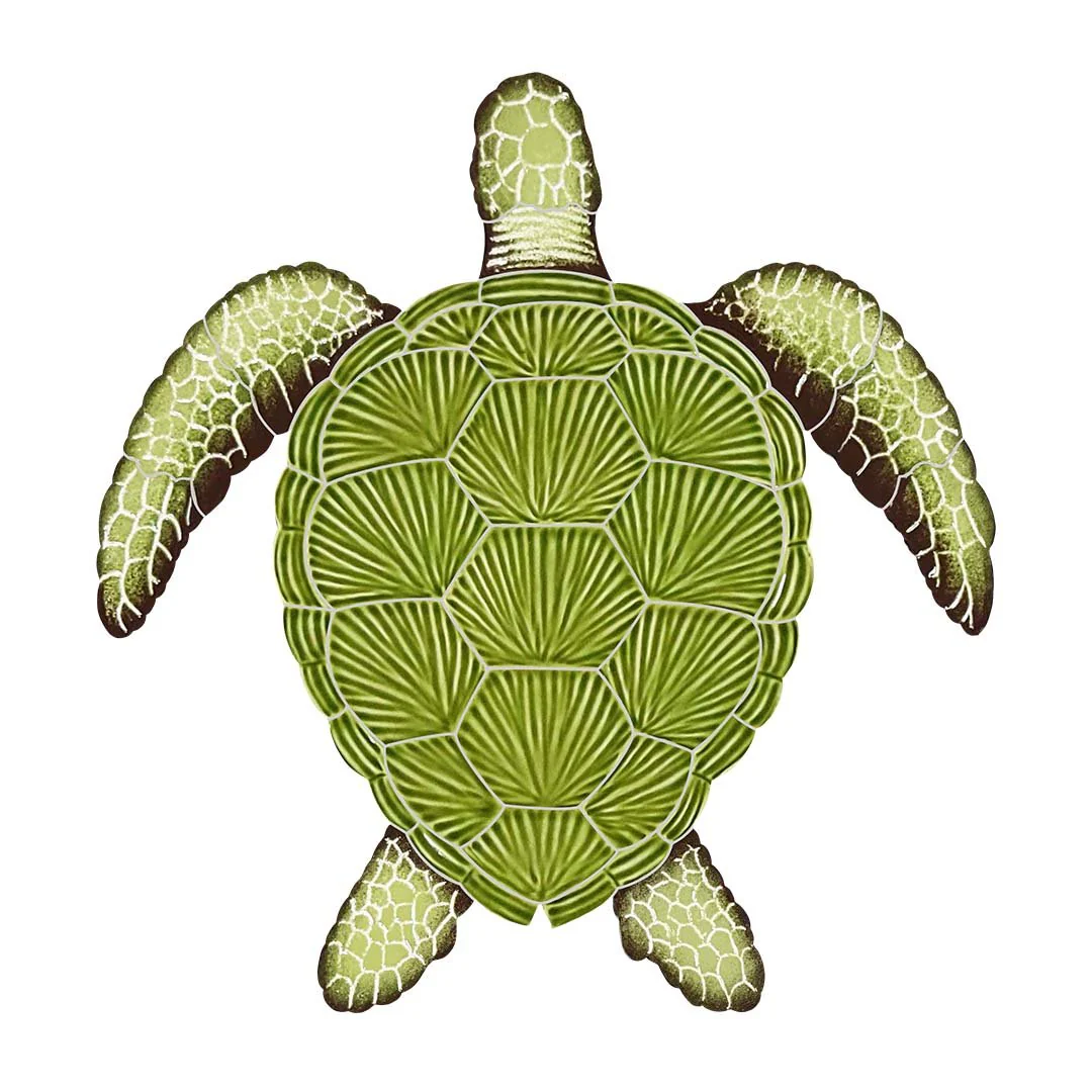 Loggerhead Turtle - Green - Pool Mosaic - Image 2