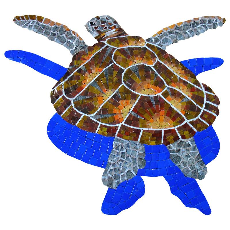 Loggerhead Turtle w/Shadow, Small - Pool Mosaic