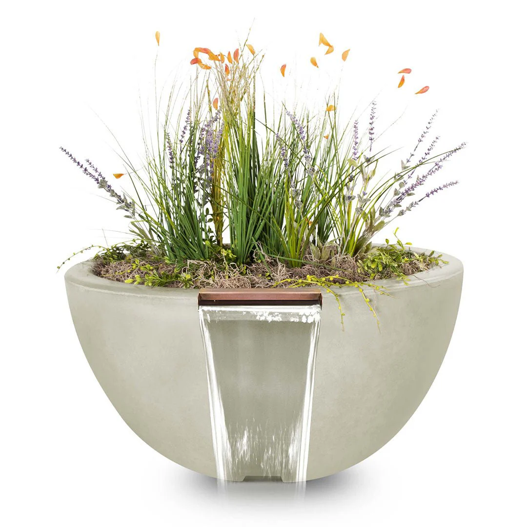 Luna Round Planter & Water Bowl, GFRC Concrete - Water Feature - Image 7