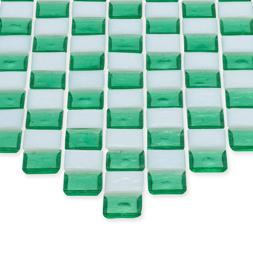 Malachite and White, 1" x 1" Diamond Pattern - Glass Tile - Image 2