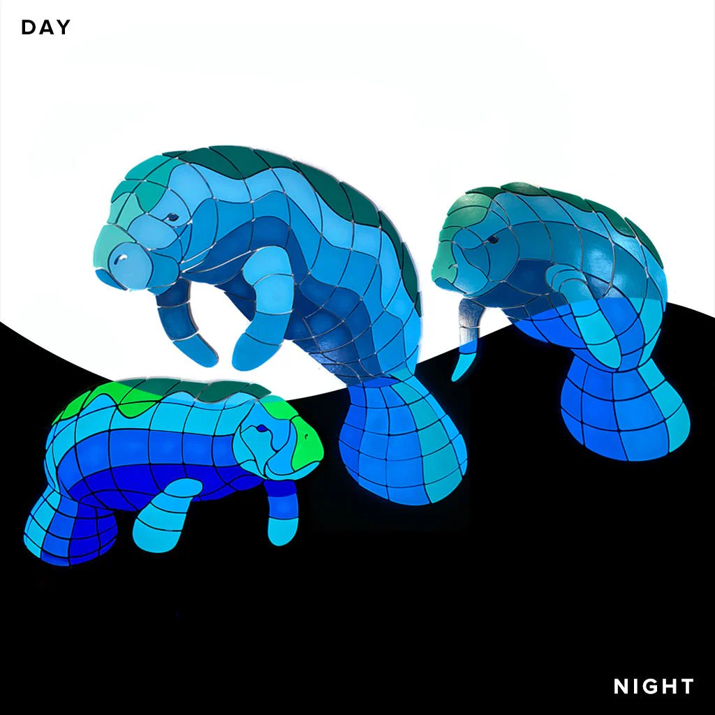 Manatee Family - Glow in the Dark Pool Mosaics