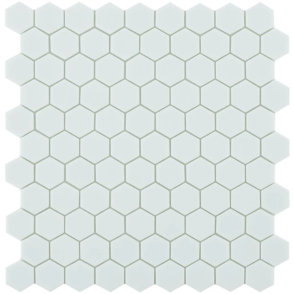 Matte White, Flat Hexagon Mosaic - Glass Tile