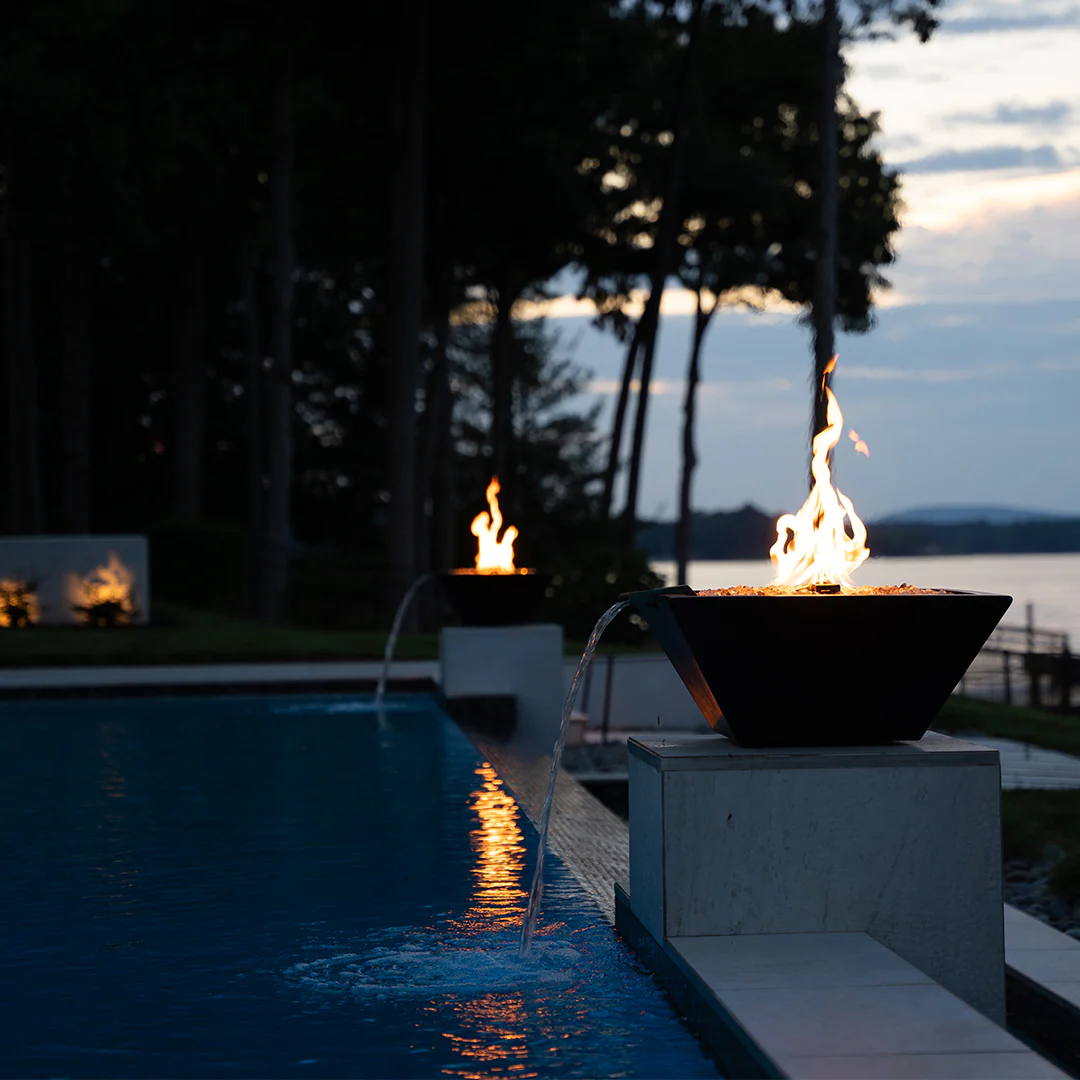Maya Fire and Water Bowl, Hammered Copper - Pool Feature - Image 2