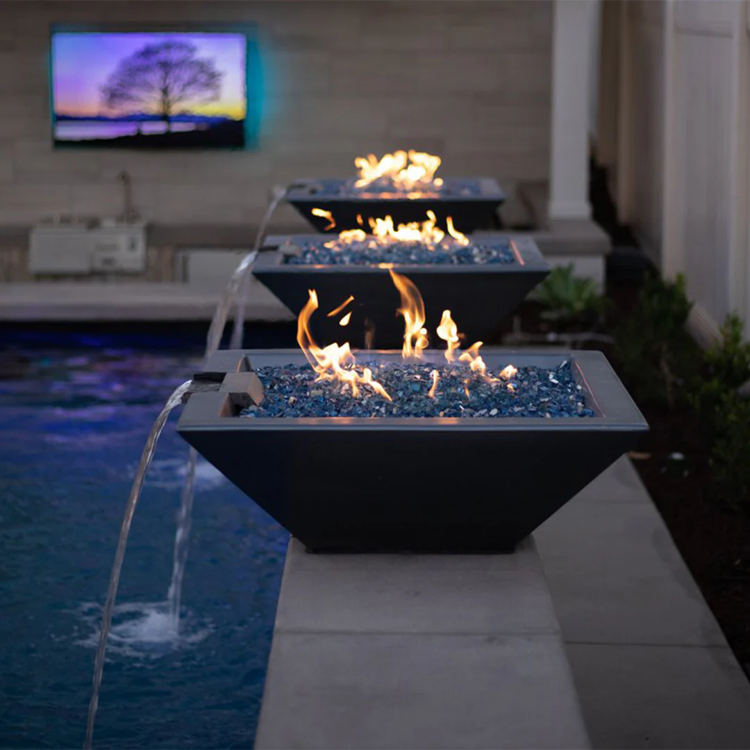 Maya Fire and Water Bowl, Hammered Copper - Pool Feature - Image 3