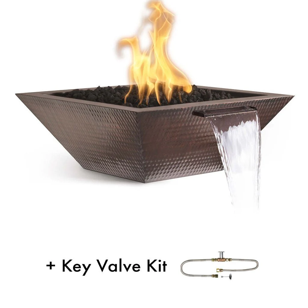 Maya Fire and Water Bowl, Hammered Copper - Pool Feature - Image 6