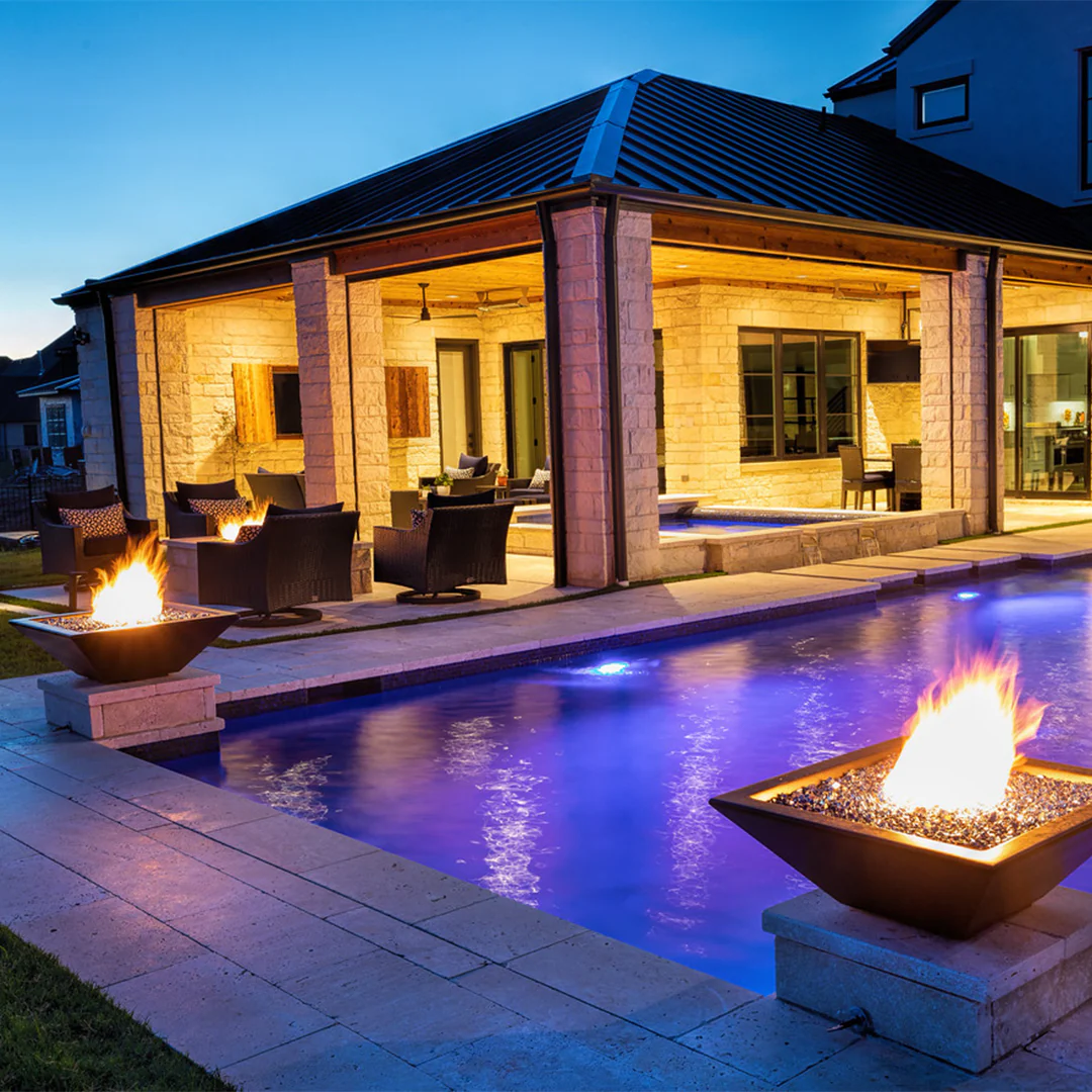 Maya 30" Square Fire Bowl - GFRC Concrete - Fire Feature - Image 3