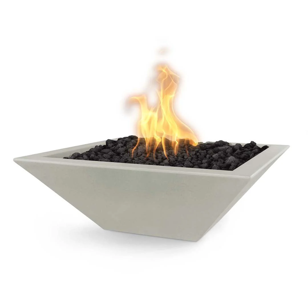 Maya 30" Square Fire Bowl - GFRC Concrete - Fire Feature - Image 6