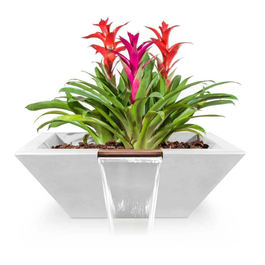 Maya Square Planter & Water Bowl, GFRC Concrete - Water Feature