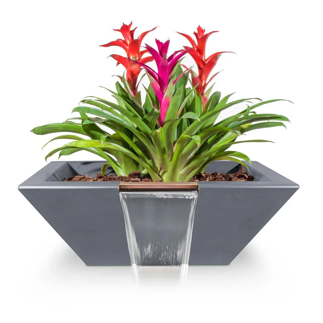 Maya Square Planter & Water Bowl, GFRC Concrete - Water Feature - Image 2